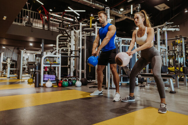 couple working out at gym