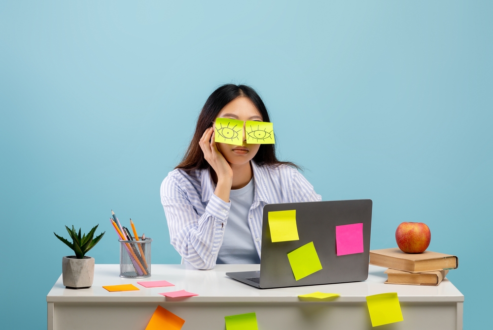 A,Lot,Of,Work,Concept.,Tired,Asian,Female,Student,Sleeping